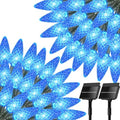 Blue C6 Solar Christmas Lights Outdoor, 2 Pack Total 45.28ft 100 LED Solar String lights Waterproof IP65, Twikle Fairy Light Christmas Tree Decorations for Yard Patio Fence Garden Wedding Party Decor by Brightown