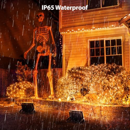 Onforu Orange Halloween Flood Lights, 30W Dusk to Dawn Floodlight 2 Pack LED Spot Lights Outdoor Decoration, Auto ON/Off Plug in Spotlights, IP65 Waterproof Uplighting Uplights for Party Garden - Image 5