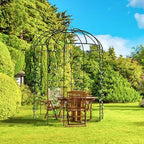 Garden Arbor, 9FT Metal Garden Arch for Climbing Plants Outdoor, Black Gazebo Archway for Lawn, Patio and Backyard, Wedding Arches for Ceremony, Includes Ground Stakes - Image 4