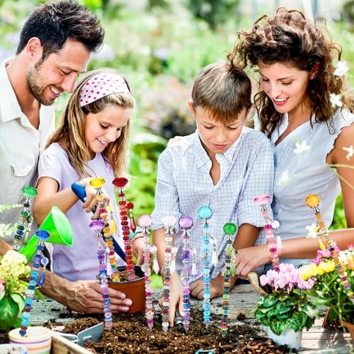 UFU 310Pcs DIY Fairy Wand Beaded Garden Stakes Kit, Decorative Garden Stakes with Colorful Crystal Pendants, Outdoor Fairy Garden Accessories, Beadable Items for Decor, Gifts & Craft (10 & 12 in) - Image 6
