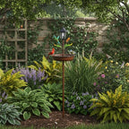 Powered Bird Feeder with Lantern Light on Garden Stake by Unknown