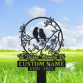 DINOMAN Personalized Memorial Plaques for Outdoors Electric Guitar Grave Marker Metal Garden Stakes Electric Guitar Player Memorial Gifts Sympathy Gifts for Loss of Loved One (Hummingbird Couple) by DINOMAN