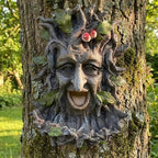 Tree Face Sculpture, Funny Old Man Tree Hugger Statue with Bird Feeder, 8" Tall Resin Yard Art for Garden & Patio, Whimsical Outdoor Decor, Unique Gift for Tree Lovers by Unknown