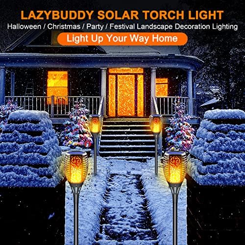 Solar Torch Light with Flickering Flame, Upgraded Solar Flame Lights Outdoor, LED Solar Powered Wall Mounted Night Lights for Garden Pathway, Dusk to Dawn Christmas Landscape Decoration - Image 7