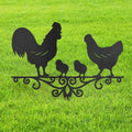 Metal Chicken Family Garden Stake Decorative, Rooster, Hen, and Chicks Design Silhouette Statues for Yard Art, Outside, Patio, Outdoor Decor, Garden Decorations, Lawn Ornaments - 14" Black by SIGNLEADER