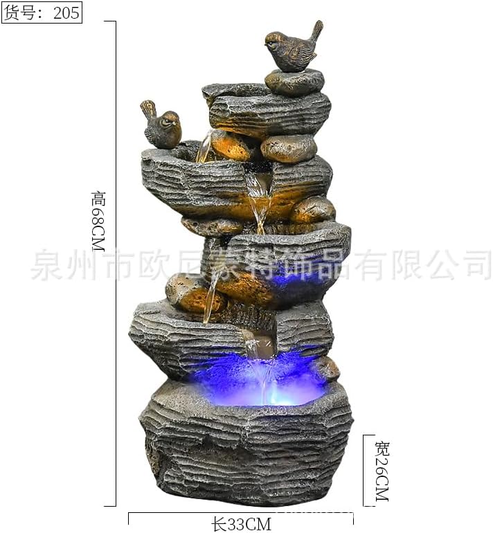 Cascading Rock Water Fountain Outdoor Resin Stone Imitation Waterfall with LED Lights, Indoor/Outdoor Decor for Garden, Patio, Backyard, Porch and Home Art Decor - Image 5