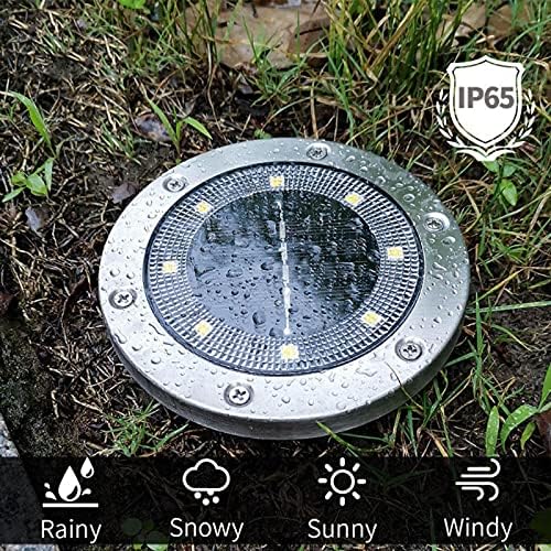 SagaSave Solar Lights Garden 8 LED Solar Disk Lights for Pathway Yard Walkway Patio Lawn Path 5PCS - Image 4