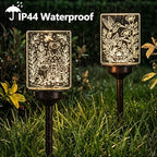 ODEETRONIC Solar Garden Lights, 4 Pack Solar Pathway Lights with Butterfly Frog Hummingbird Owl Pattern, Outdoor Landscape Lighting, Waterproof Acrylic Garden Stake Light for Yard Walkway, Warm White - Image 4