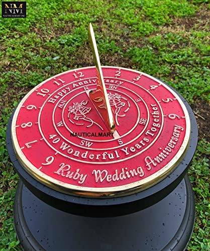 NauticalMart 40th Ruby Wedding Anniversary Sundial Gift Him or Her, Husband or Wife, Parents, Grand Parents, Couples to Celebrate Anniversary Unique Gift (40th Anniversary) - Image 3