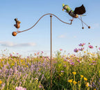 Rustic Metal Kinetic Two Bird Spinning Balancer Garden Stake with Wobbly Head Outdoor Yard Art Patio and Lawn Decoration - Image 2