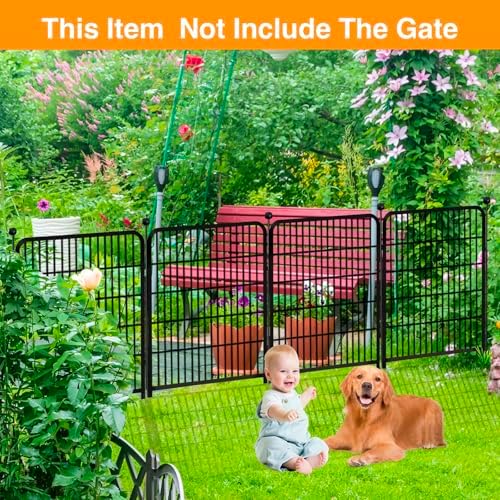 Getlay Doorless Animal Barrier Fence, 40in(H) 14 Panels Total 31 Ft(L), Garden Fences and Borders for Dogs, Anti Dig Fence Barrier, Black Metal Decorative Garden Fencing, Flower Bed Fencing - Image 5