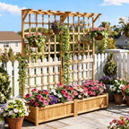 Aoxun 144" Raised Garden Bed with Trellis, Wood Planter Container with Hanging Roof & Garden Boxes for Climbing Plants Flowers Vine (4 piece) - Image 2