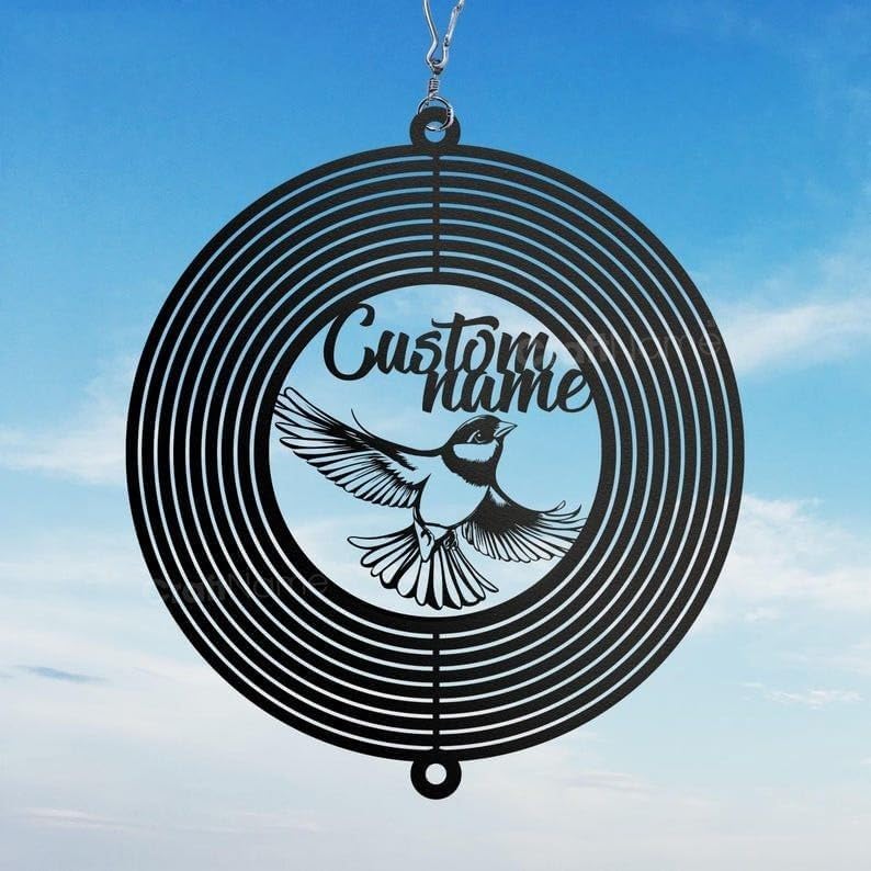 Personalized Goldfinch Metal Wind Spinner, Custom Bird Hanging Yard Art, Nature Inspired Outdoor Decor (Goldfinch Garden Wind Spinner) - Image 3