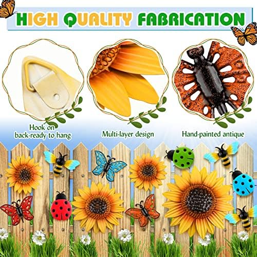 Sweetude 12 Pcs Metal Sunflower Wall Decor, Novelty Style - Image 2