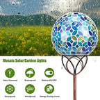VCUTEKA Decorative Solar Garden Lights, 6" Mosaic Globe Outdoor Stake - Image 2