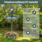 LDAILY Outdoor Bird Bath, 42’’ Solar Lighted Pedestal Birdbaths with Birds Feeder ,20’’ Water Bowl, Flower Planters and 3 Stakes, Attract Birds Antique Bird Bath for Outside Garden, Yard (Green, 42‘’) - Image 5