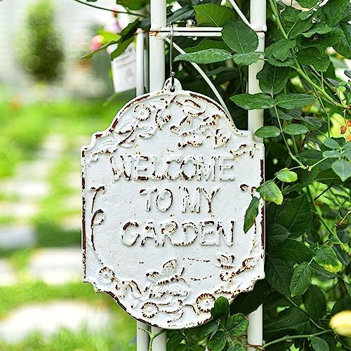 Sungmor Rustic Cast Iron "Welcome To My Garden" Sign Outdoor Hanging Plaque by Sungmor