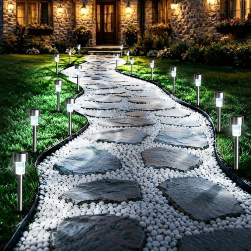 GIGALUMI Outdoor Waterproof Solar Pathway Lights, 20 Pack Cold White by GIGALUMI