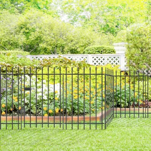 Decorative Metal Garden Fence with Gate 36" x 10', Dog Fence Outdoor - Image 6
