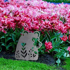 Animal Floral Metal Garden Stake | Raw Metal Patinas Over Time | Yard Art Decor Spring Summer Decorations Flower Bed Plant Stakes Marker (Bear) - Image 6