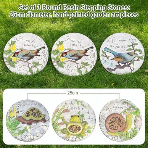 GZHERVICES Garden Stepping Stones, Decorative Lawn Steppers, and Round Concrete Stepping Stones—Decorative Stones Suitable for Gardens, Courtyards, Patios, Or Walkways(Multi-Colored-B) - Image 6