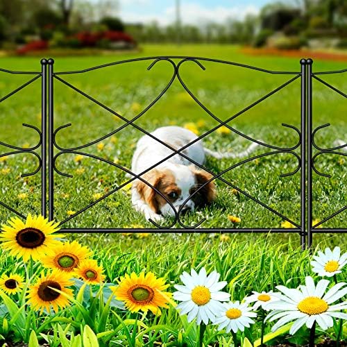 AMAGABELI GARDEN & HOME 5 Panels 32in(H)×10ft(L) Decorative Garden Fences and Borders for Dogs Rustproof Metal No Dig Fence Panels Garden Edging Border for Animal Barrier Flower Beds Yard Patio - Image 6