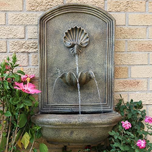 Sunnydaze Seaside 27 in Outdoor Wall Water Fountain with Pump - Florentine - Image 4