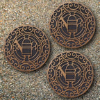 HF by LT Deluxe Rubber Stepping Stone, Watering Can Design, Heavy Duty 13" All-Weather Garden Tile, Black with Brushed Brass Finish, Set of 3 - Image 3
