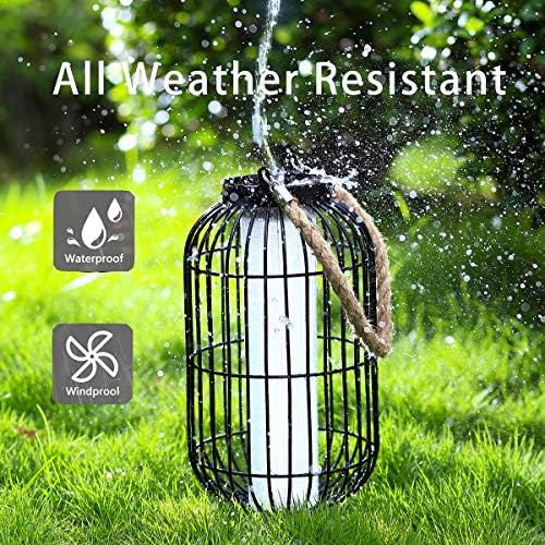 pearlstar Large Solar Powered Lantern Outdoor-Heavy Duty Metal Hanging Lights Decorative Solar Table Lamp Waterproof for Outside Patio Yard Garden Porch Tabletop Decor (Black) - Image 5