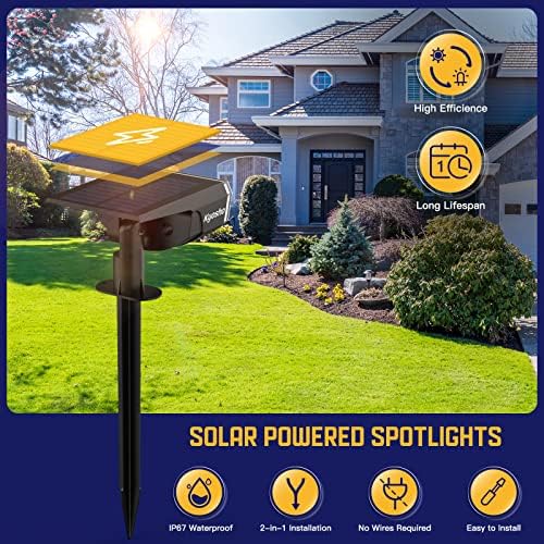 Kyosho Solar Outdoor Lights Waterproof IP67, 38 LEDs Solar Spot Lights Outdoor, 2-in-1 Landscape Spotlight with 3 Modes for Lawn, Pathway, Yard, Pool, 4 Pack - Image 3