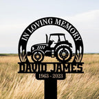 Personalized Memorial Plaques for Outdoors Tractor Farmer Grave Marker Metal Garden Stakes Farmer Memorial Gifts Sympathy Gifts for Loss of Loved One (Farmer 1) - Image 2