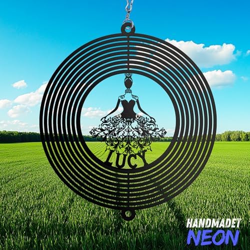 Personalized Ballerina Dancer Wind Spinner Sublimation Custom Name Ballet Dance Metal Art Laser Cut Design 3D Decor for Garden Yard Outdoor Indoor Patio Lawn Porch Girl Woman Gifts (Black) - Image 2