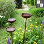 Rustic Metal Rain Catcher Bowl Set of 3 – Weatherproof Outdoor Garden Art, Decorative Iron Bird Bath Stakes, Yard Water Feature, Unique Gift for Nature Lovers - Image 2