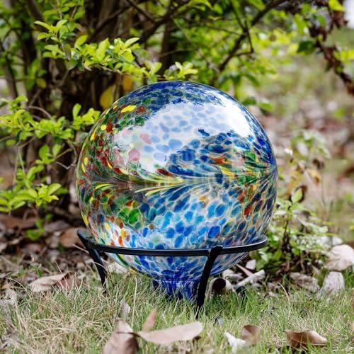Kunjocy 10 Inch Gazing Balls for Garden, Hand Blown Indoor Outdoor Glass Garden Globes Balls for Outside Festive Yard Lawn Ornaments Decoration (Dark Blue) - Image 5