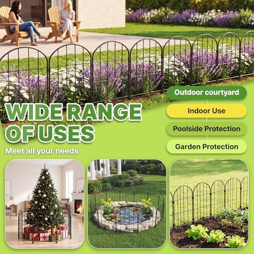 KIMAZO 25 Pack Decorative Garden Fence Panels – Metal Arched Fencing Dog Fence No-Dig Animal Barrier Fence Rustproof Garden Edging for Yard, Patio, Dog Run, Outdoor Decor Landscape & Flower Bed - Image 3