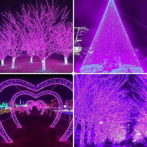 Solar Halloween Lights Outdoor 2 Pack 480 LED Solar String Lights Purple - Image 3
