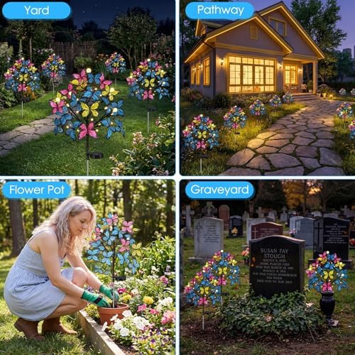 Butterfly Solar Lights Garden Stakes for Outside Cemetery Grave Decorations - Image 7