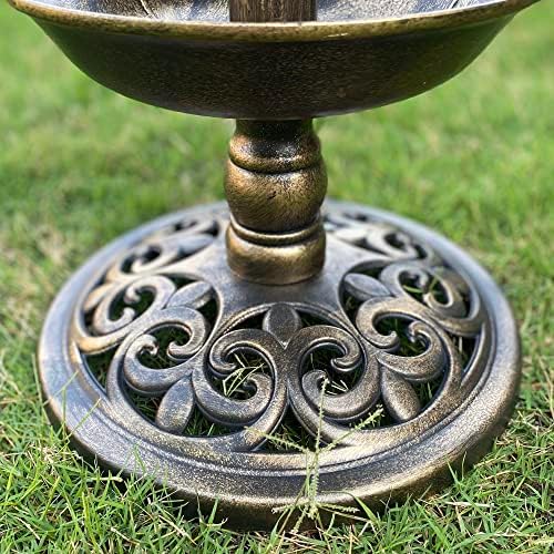 Westcharm 30 Inch Solar Powered LED Lighted Birdbath with Planter Bowl for Outdoors Yard Outside Outdoor Garden Decoration Pedestal Base Stand - Antique Bronze Polyresin Solar Bird Bath with Planter - Image 6