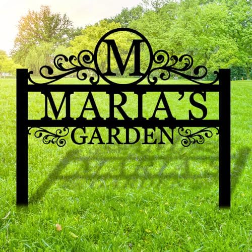 Personalized Yard Sign With Metal Stake, Custom Initial Sign, Large Monogram Sign, Cottage Decor, Garden Signs Decorative Outdoor, Present for Grandmother, Garden Present by MBKJCUSTOM