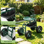 Rolling Garden Cart with Wheels, Gardening Stool with Basket,Adjustable Steering Handle, 360 Degree Swivel Seat for Yard,Patio,and Outdoor - Image 6