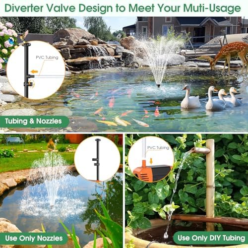 Antfraer 25W Solar Fountain Pump, Solar Water Pump 340GPH Flow Adjustable, Solar Pond Pump with 16.5Ft Cord & PVC Tubing for Pond Small Pond Garden Waterfall Backyard Hydroponics Water Features - Image 4