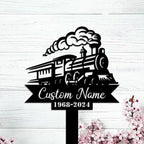 DINOMAN Personalized Memorial Plaques for Outdoors Train Grave Marker Metal Garden Stakes Train Driver Memorial Gifts Sympathy Gifts for Loss of Loved One (Train) by DINOMAN