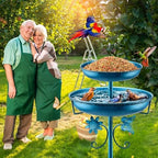Daoeny Bird Bath for Outside, 42In Vintage Freestanding Birdbaths for Outdoors, Double Metal Bird Bath Feeder Bowls for Garden Patio Yard Lawn Decor, Upgraded 5-Pronged Base (Blue) - Image 6