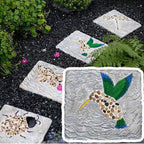 Stepping Stone Square Step Gardening Stones with Pebble, Outdoor Walkway Stepping Lawn Stone Set Concrete Material, 31x21cm Tiles for Decorative Garden Path(Color:Birds) by Unknown