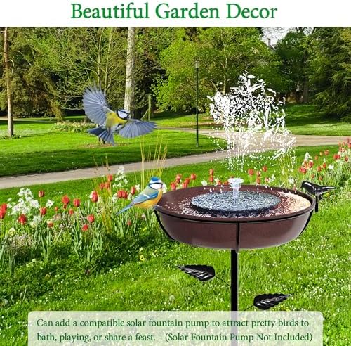 3" Deep Metal Bird Bath for Outdoors 40in Tall, Removable 13" Dia Birdbath Bowl with Stable Stake, Vintage Birdbaths and Bird Feeders for Outside Garden Yard Patio Lawn Decor(Antique Bronze) - Image 5