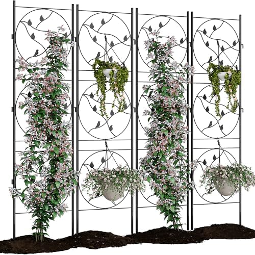 Garvee 2 Pack Panels No Dig Dog Fence Outdoor - 66.9 in Tall Rustproof Animal Barrier with Gate, Decorative Garden Fence Panels for Yard Border, Patio（66.9 x 19.48 inch） by Garvee