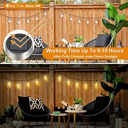 12Pack Hanging Cracked Glass Solar Lights Outdoor Waterproof, Warm White - Image 3