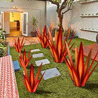 KODIBO 24" Metal Agave Plant Outdoor Decor, Large Garden Sculpture, Red - Image 7