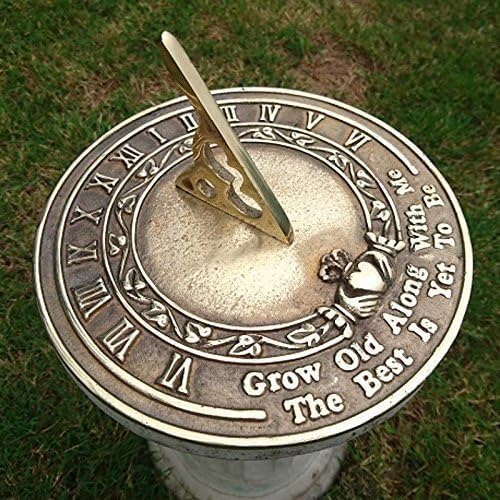 Decorative "Grow Old Along with Me" Sundial - Solid Brass Garden Ornament - Hand-Engraved Quote - Vintage Style Outdoor Decor - Perfect Anniversary, Wedding or Housewarming Gift - Image 2