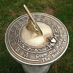 Decorative "Grow Old Along with Me" Sundial - Solid Brass Garden Ornament - Hand-Engraved Quote - Vintage Style Outdoor Decor - Perfect Anniversary, Wedding or Housewarming Gift - Image 2